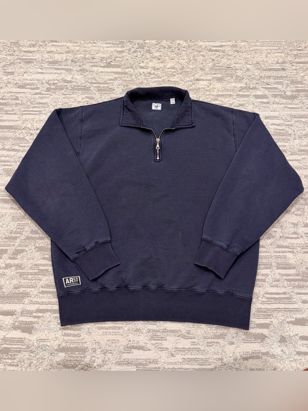 Atlantic Rancher Hudson Canyon Saturated 1/4 Zip Men’s Large Cotton Knit Navy